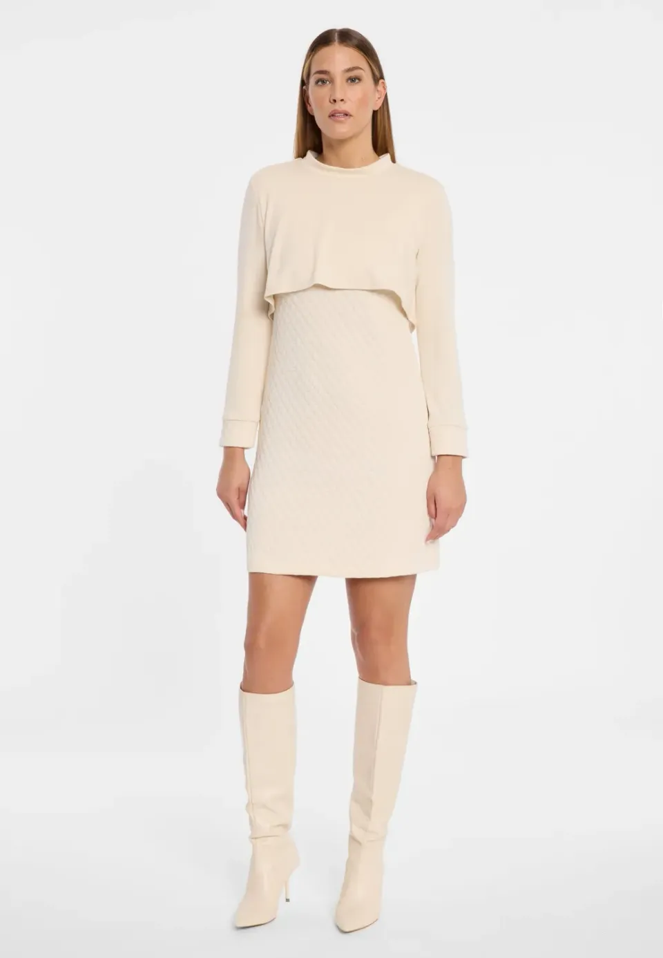 Ana Alcazar Adlina abito strati bianco jersey