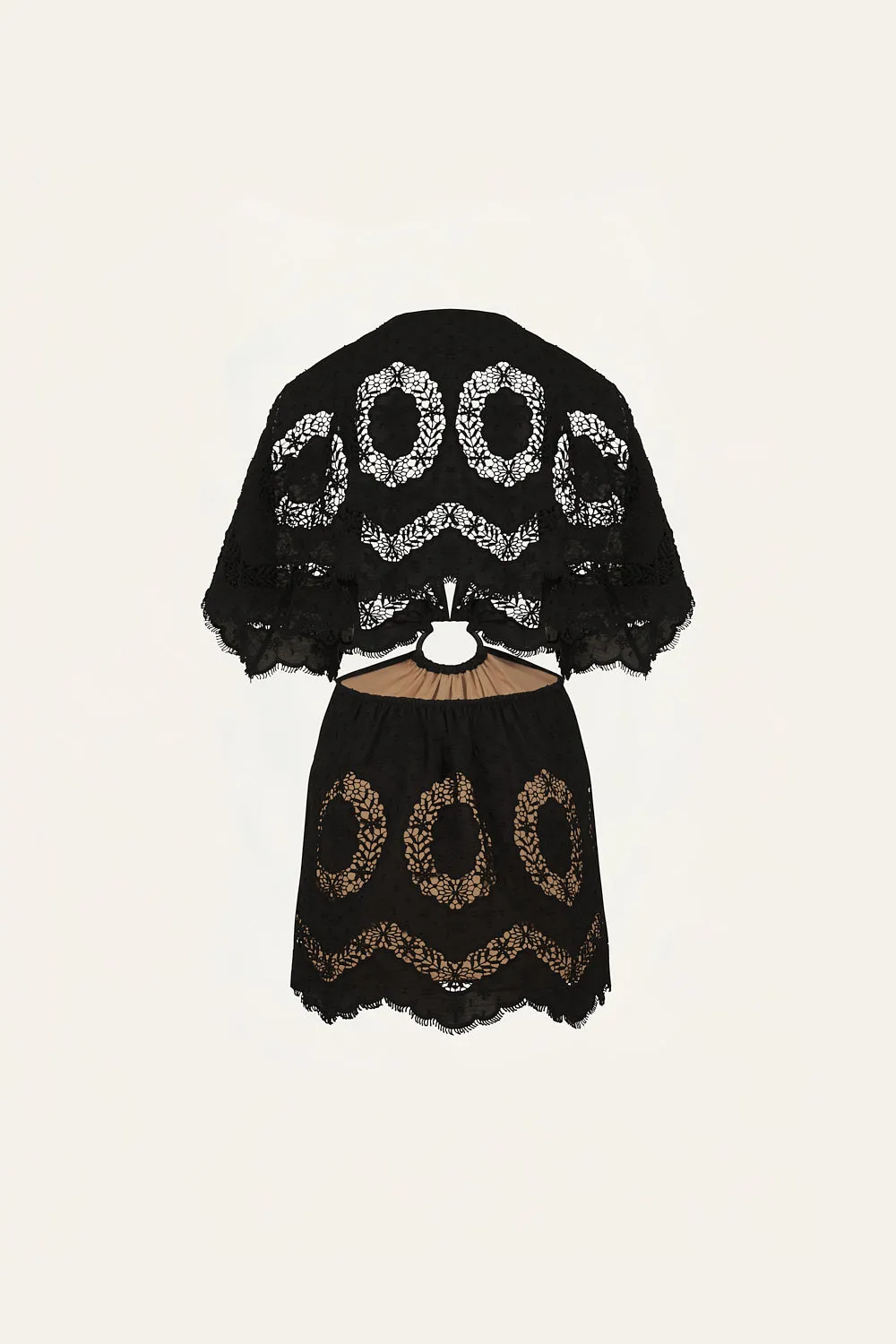 Johanna Ortiz Paradise mini abito cotone nero traforato