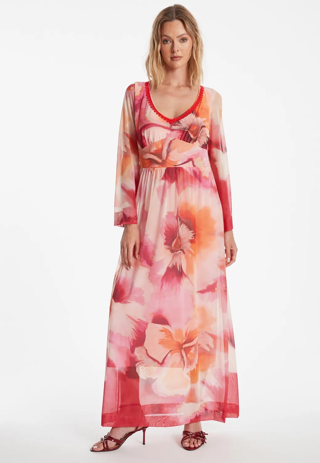 Ana Alcazar Ziasa abito maxi in mesh floreale