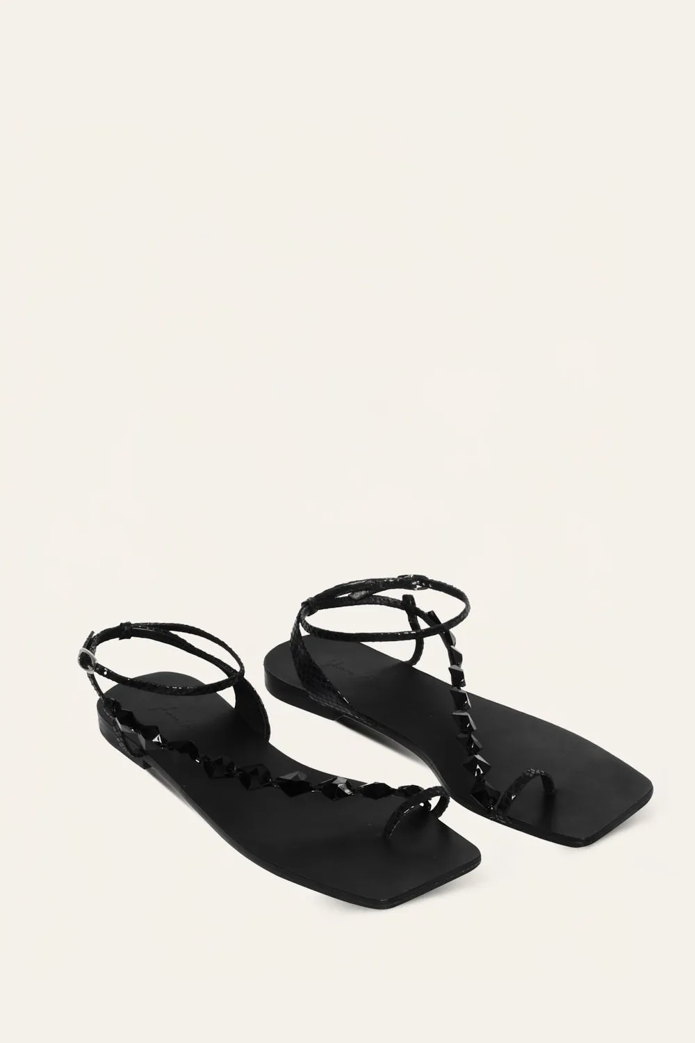 Johanna Ortiz Micaela Dazzling Crest sandali pelle nero