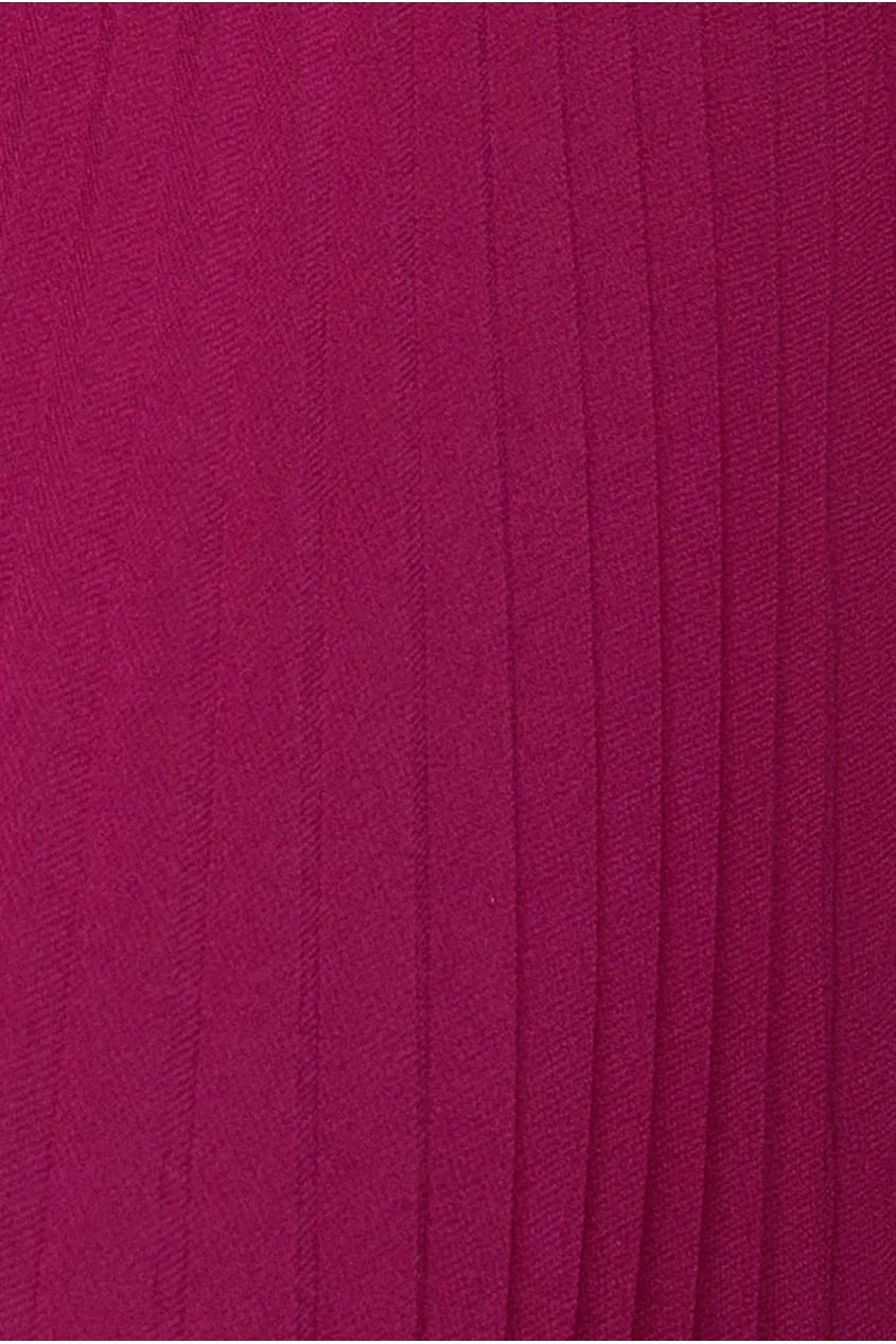 Goddiva Cowl Neck One Shoulder maxi abito chiffon magenta