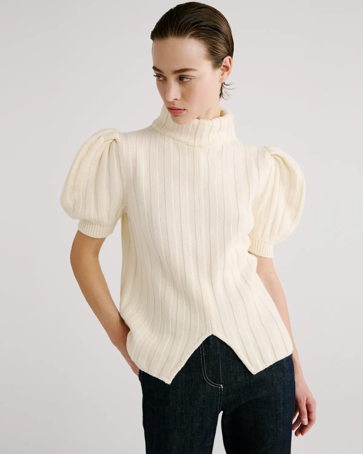 Violante Nessi Riley maglia avorio lana merino
