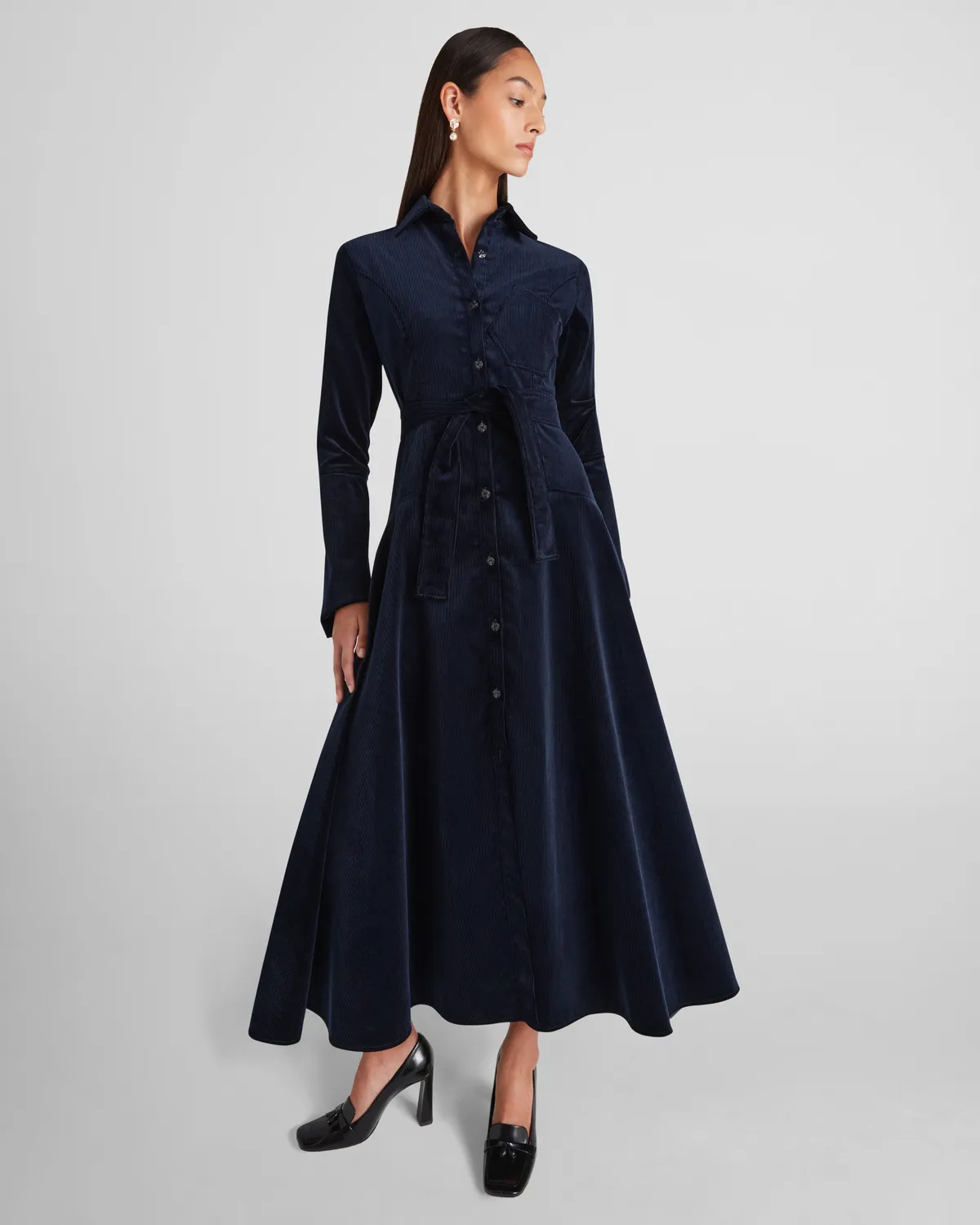 VIOLANTE NESSI Weyant abito chemisier blu velluto cotone