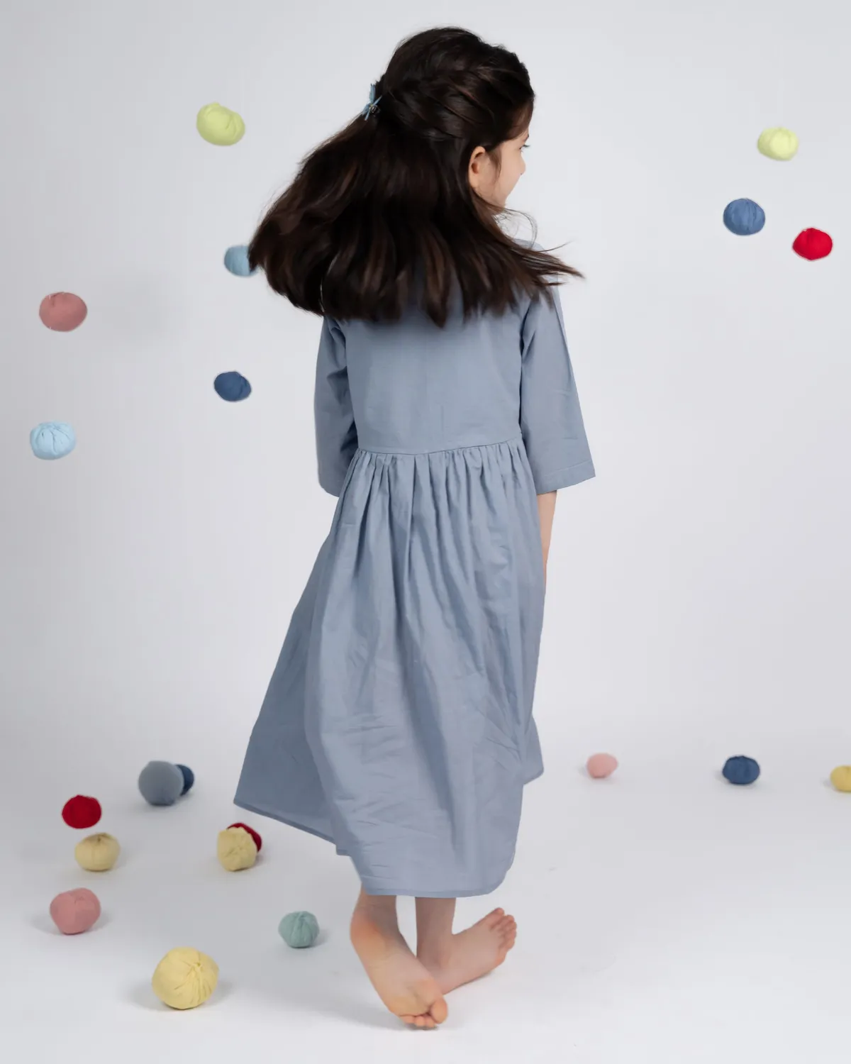 Our Dve Bella Dress abito bambina azzurro cotone