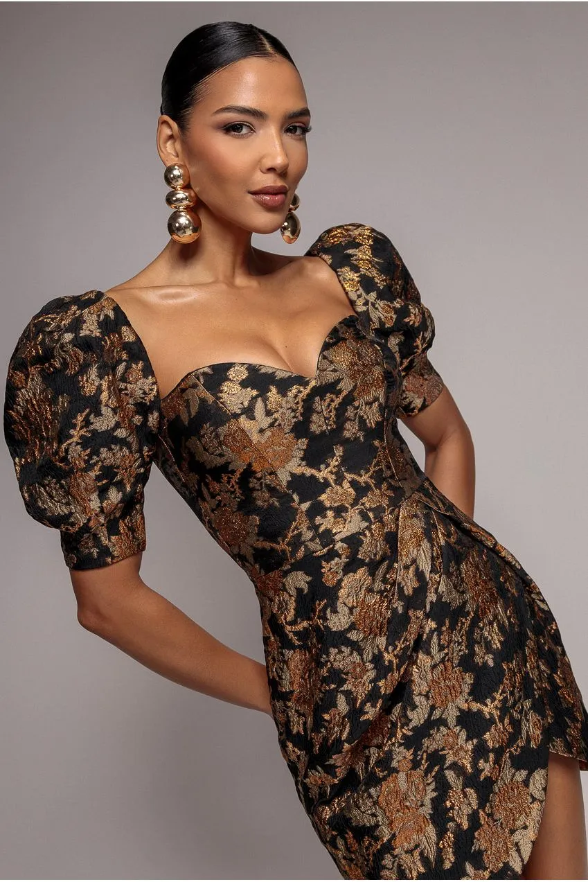 Goddiva DR4883 abito mini nero corsetto jacquard