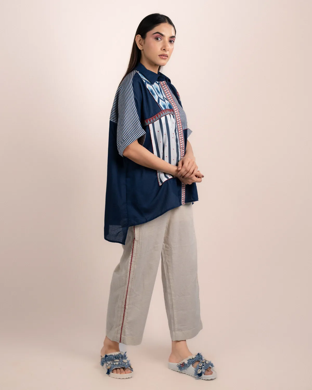Our Dve Jojo Shirt camicia modal blu indaco