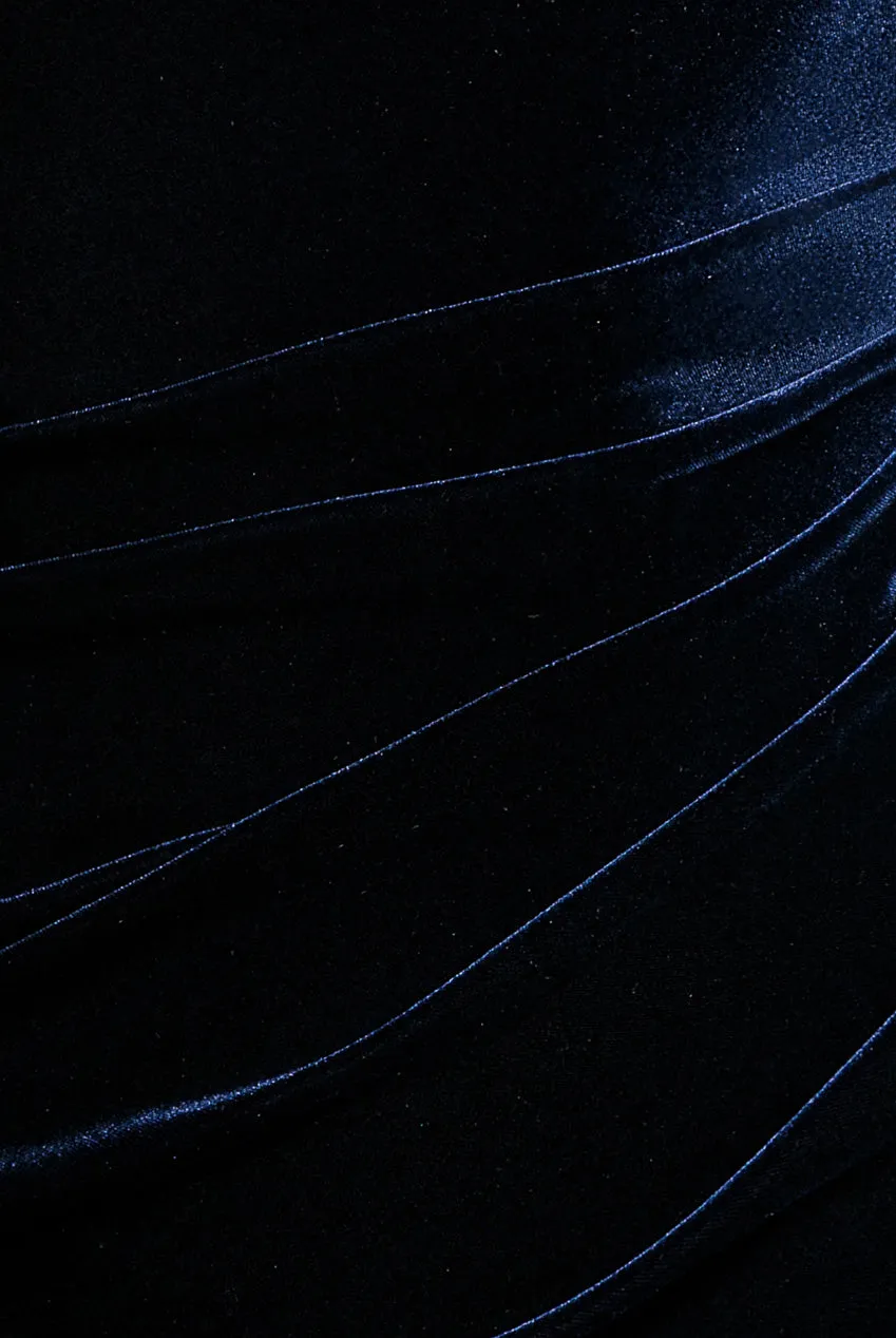 Goddiva One Shoulder Velvet Maxi abito velluto navy