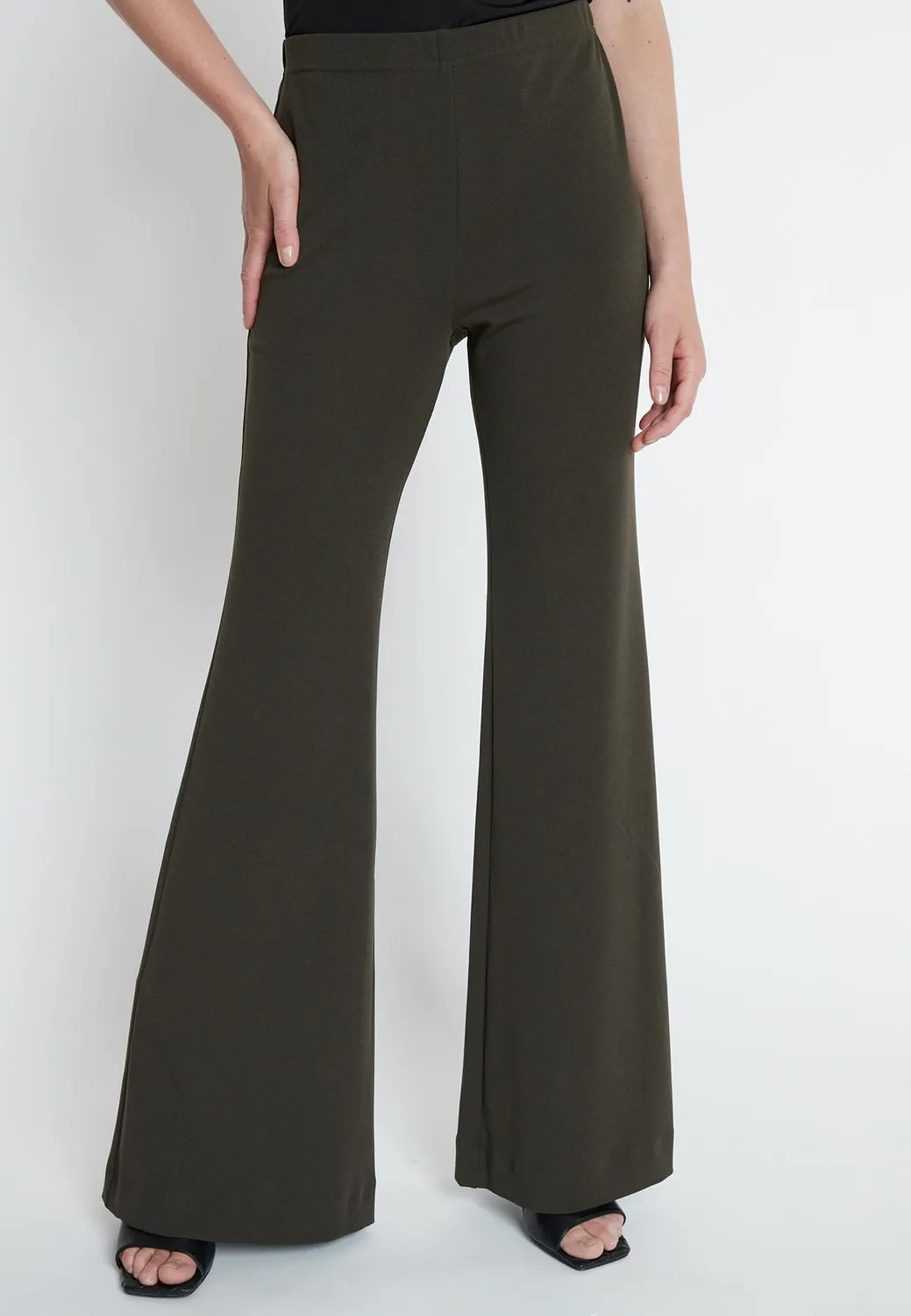 Ana Alcazar Haronas Pantaloni Larghi Kaki Vita Alta
