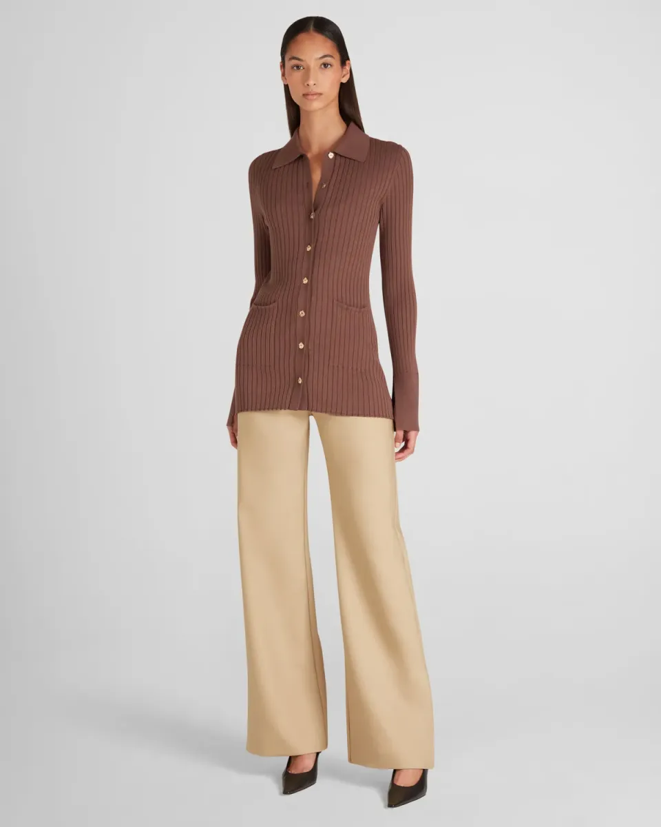 Violante Nessi Vattimo cardigan marrone viscosa bottoni corno