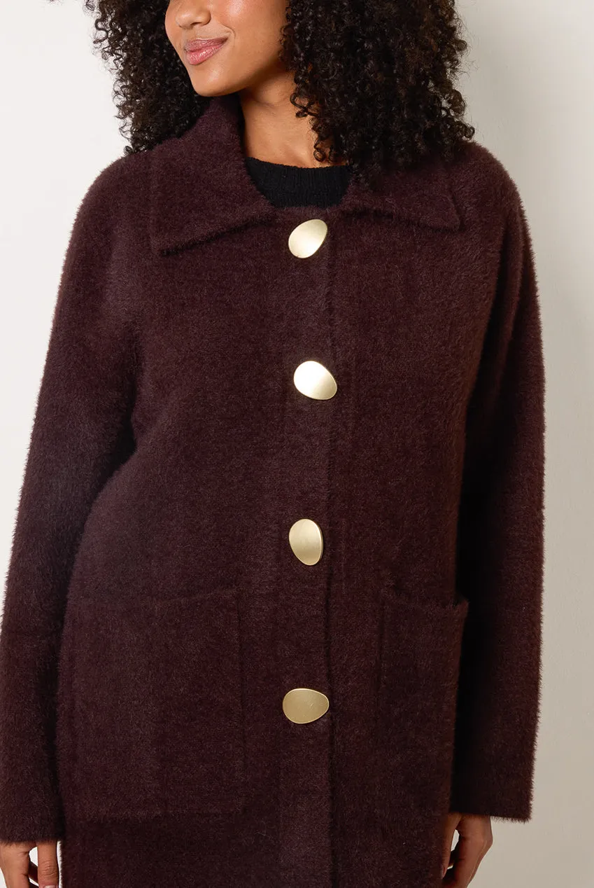 Blue Vanilla cappotto collo classico cioccolato bottoni