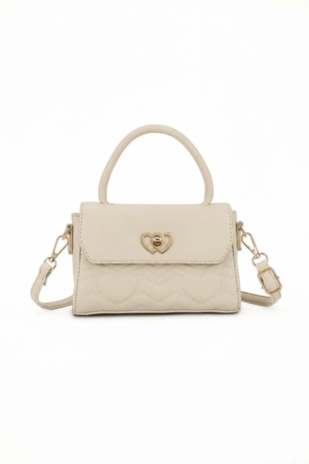 Goddiva SVNX Heart Quilted borsa mini beige trapuntata