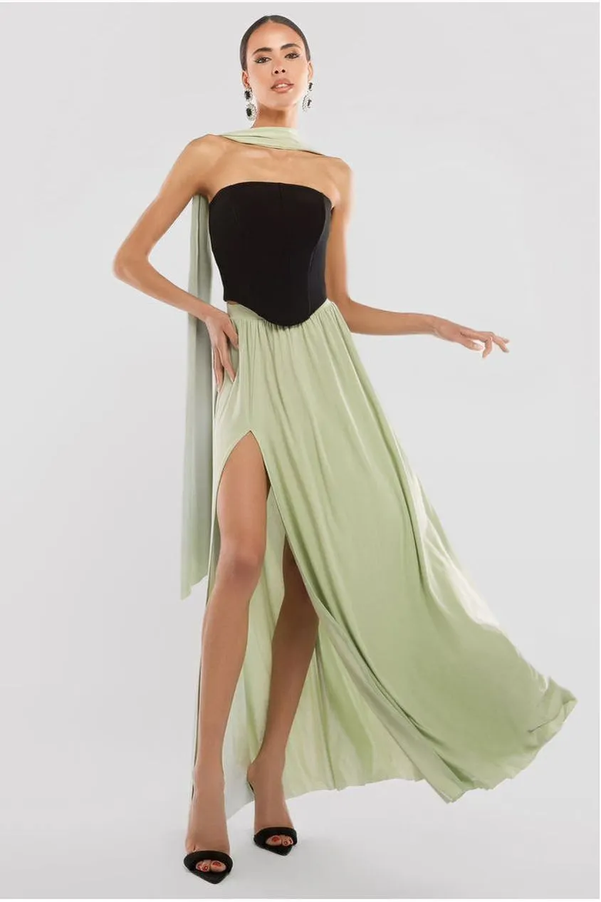 Goddiva Side Split gonna maxi blu avio spacco