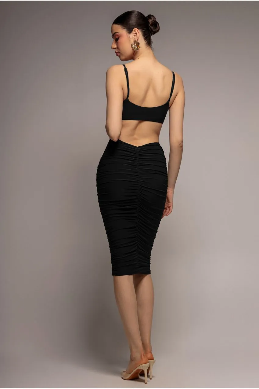 Goddiva DR3522 Cut Out abito bodycon midi nero