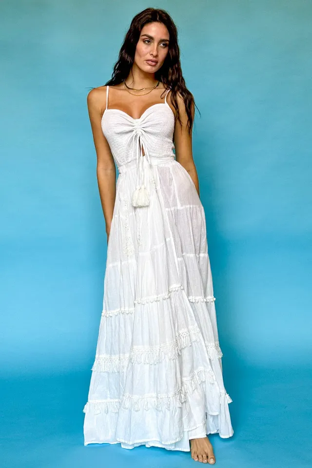 Antica Sartoria Positano DV1422 abito lungo bianco