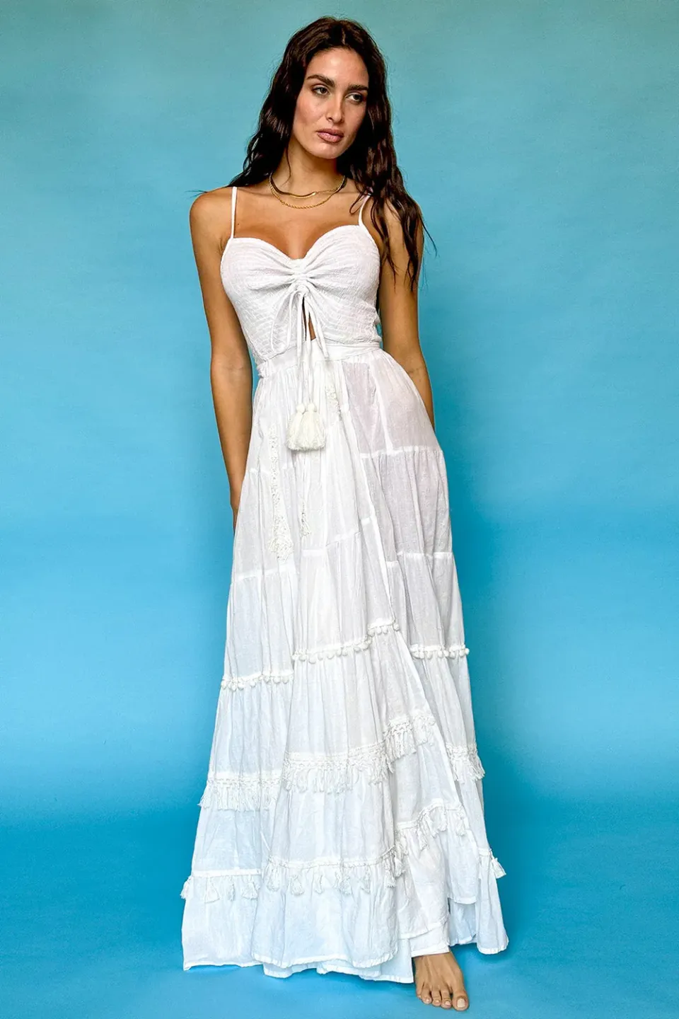 Antica Sartoria Positano DV1422 abito lungo bianco