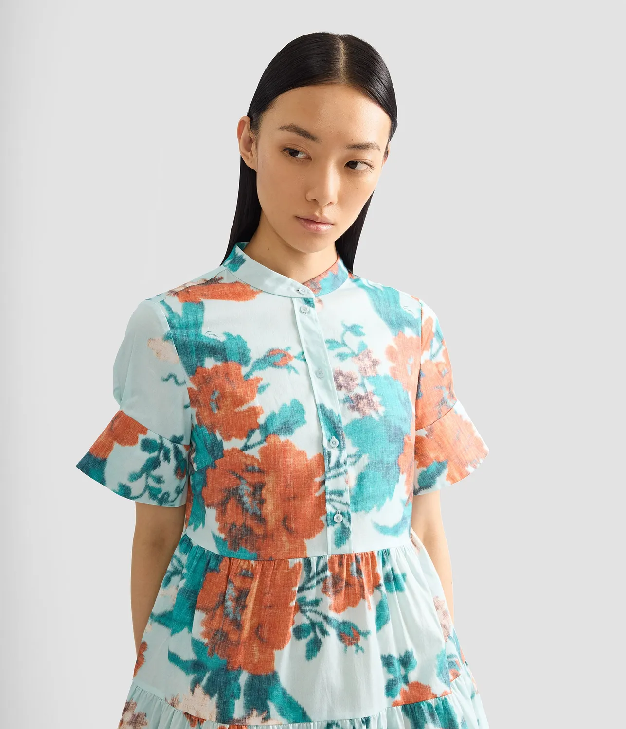 Erdem Floral abito mini cotone balze papaveri