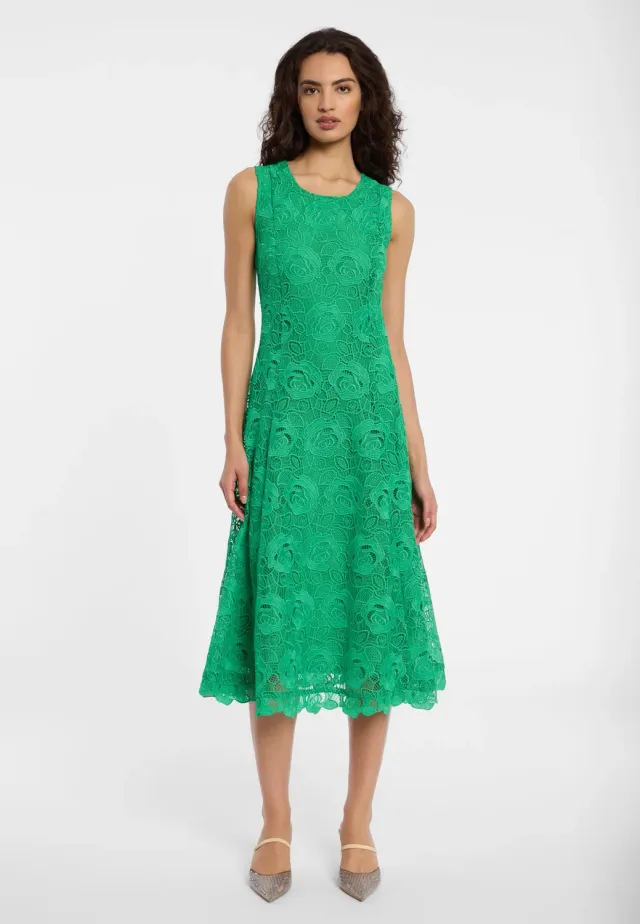 Ana Alcazar Durna abito midi verde pizzo floreale