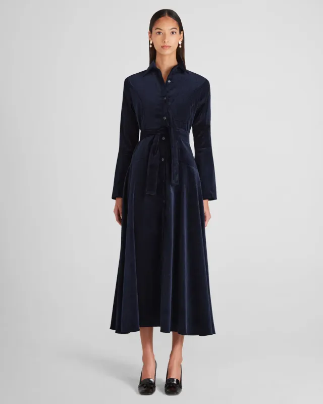 VIOLANTE NESSI Weyant abito chemisier blu velluto cotone
