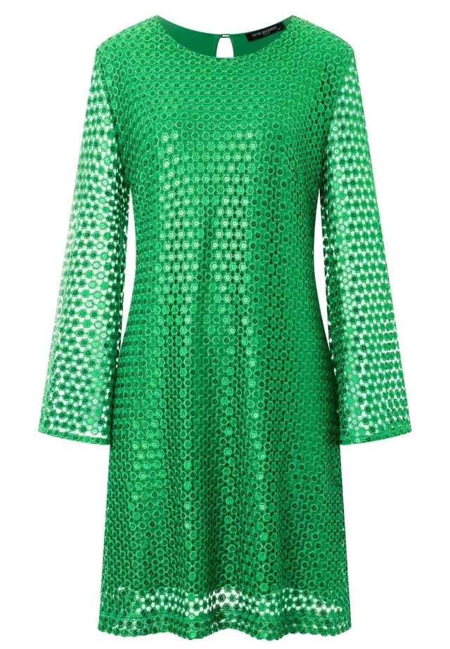 Ana Alcazar Paca abito tunica paillettes verde corto