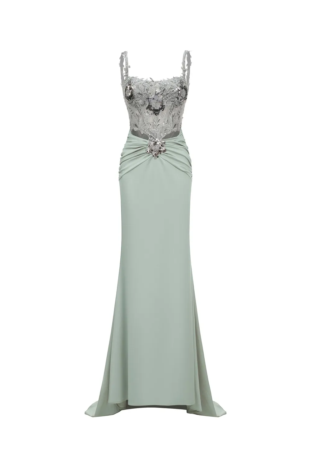 Bella Barnett Valery Diamond abito sirena verde paillettes