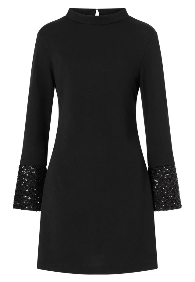 Ana Alcazar Odari abito mini nero paillettes
