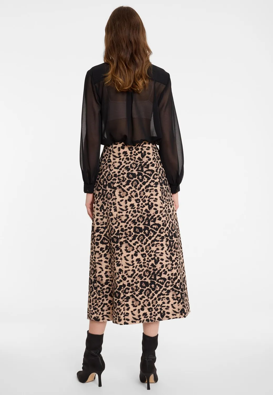 Ana Alcazar Adawa gonna midi animalier beige nero