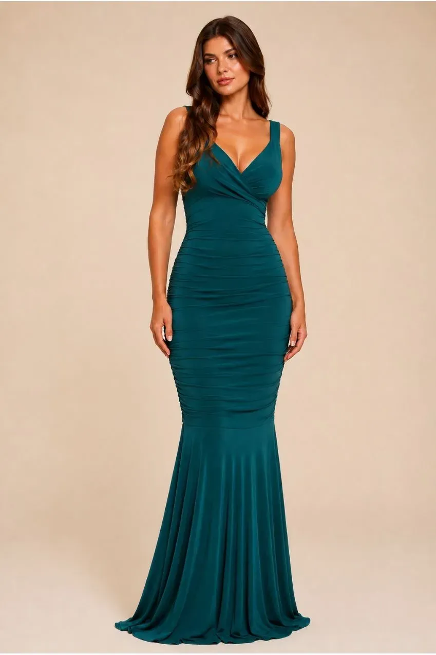 Honor Gold Gabby abito maxi verde fishtail sirena