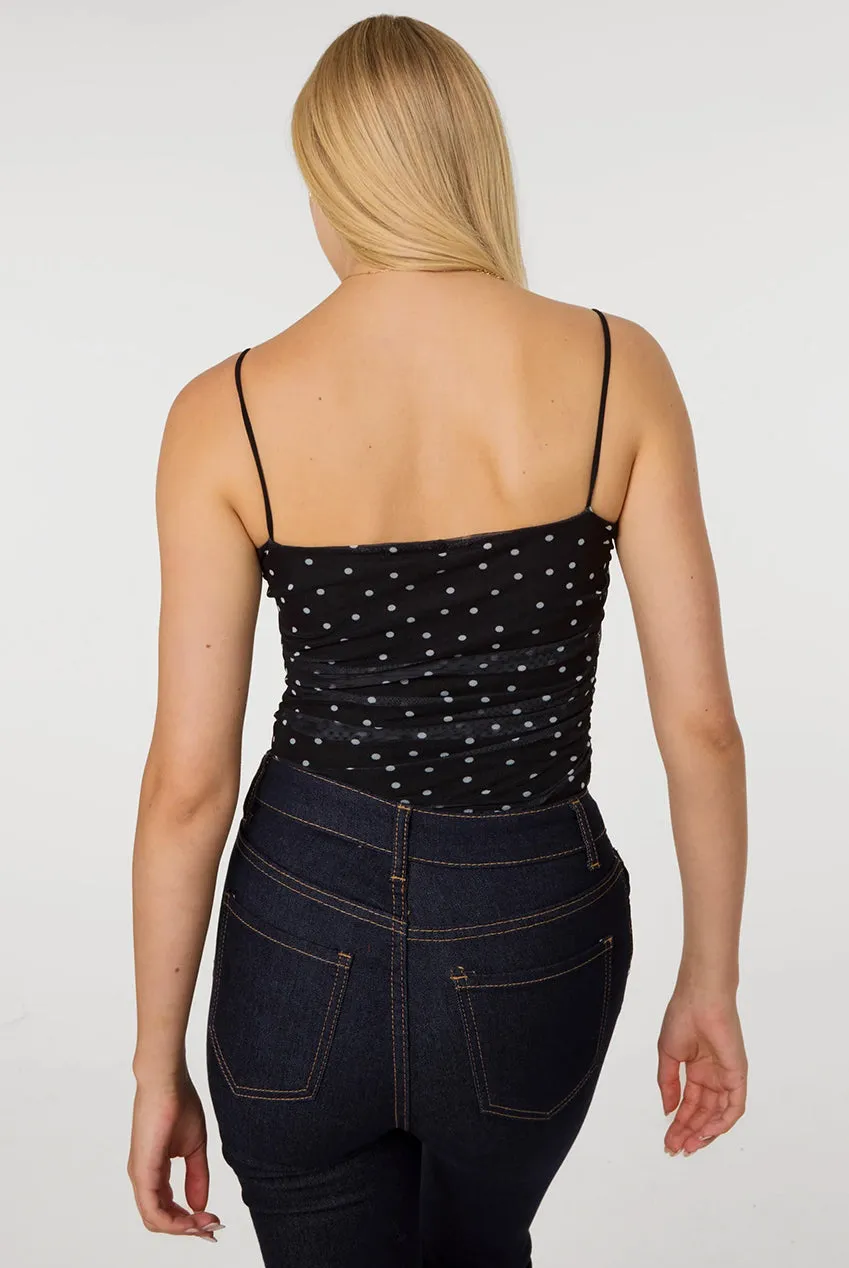 Pink Vanilla Polka Dot Mesh body nero pois