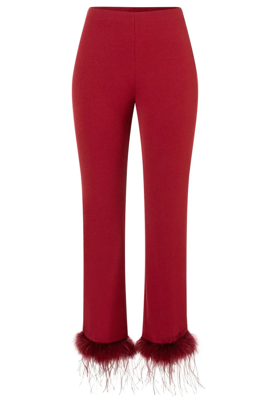 Ana Alcazar Sinsa Pantaloni 7/8 bordeaux con piume