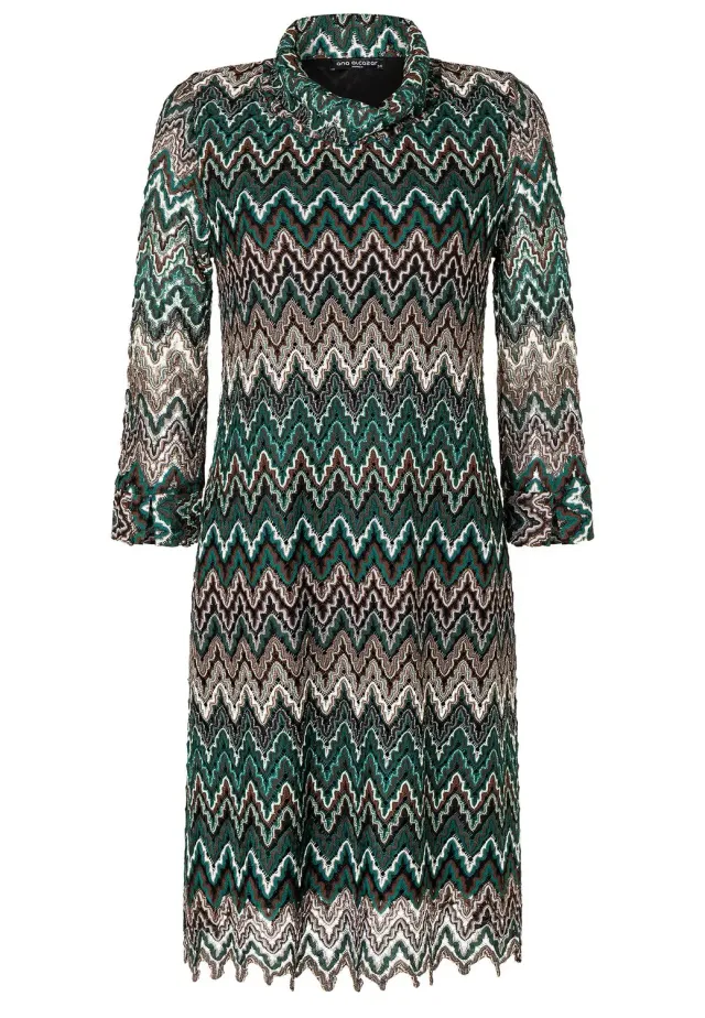 Ana Alcazar Maffa abito maglia zigzag verde