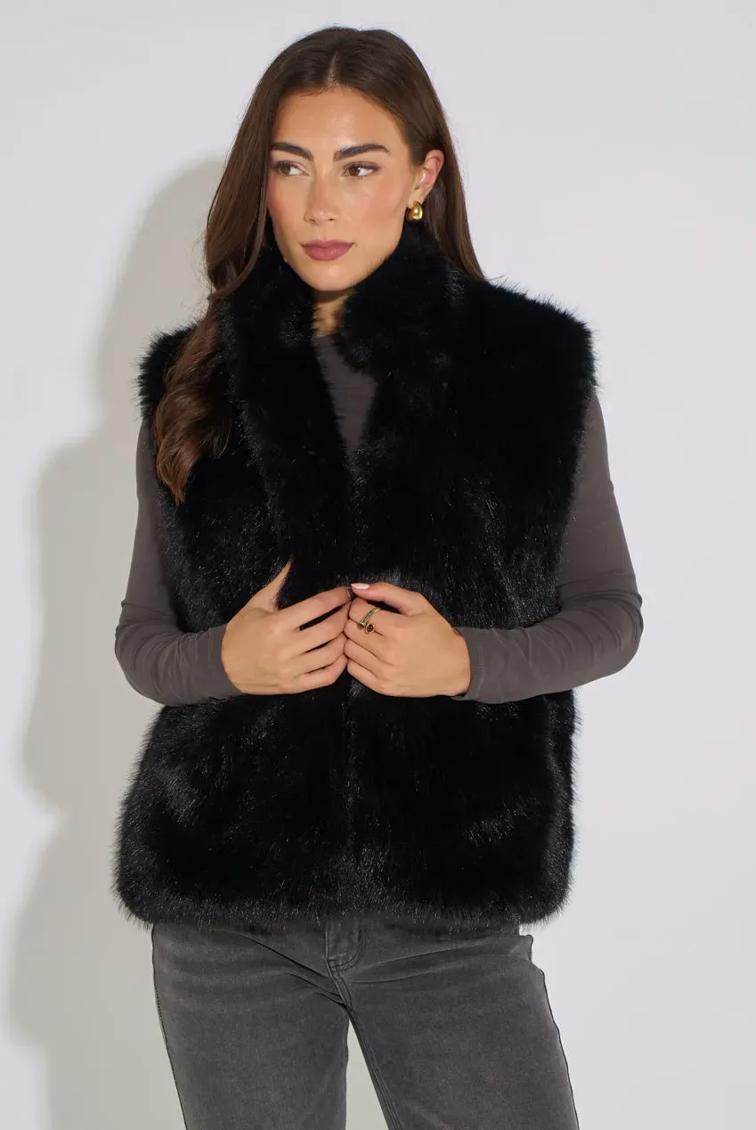 Gini London Boxy Gilet Pelliccia Ecologica Nero S-XL