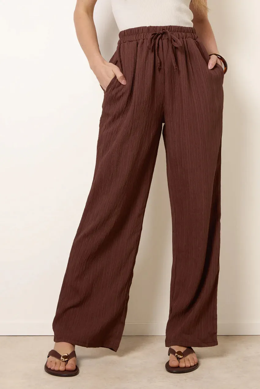 Blue Vanilla Drawstring pantaloni cioccolato gamba larga