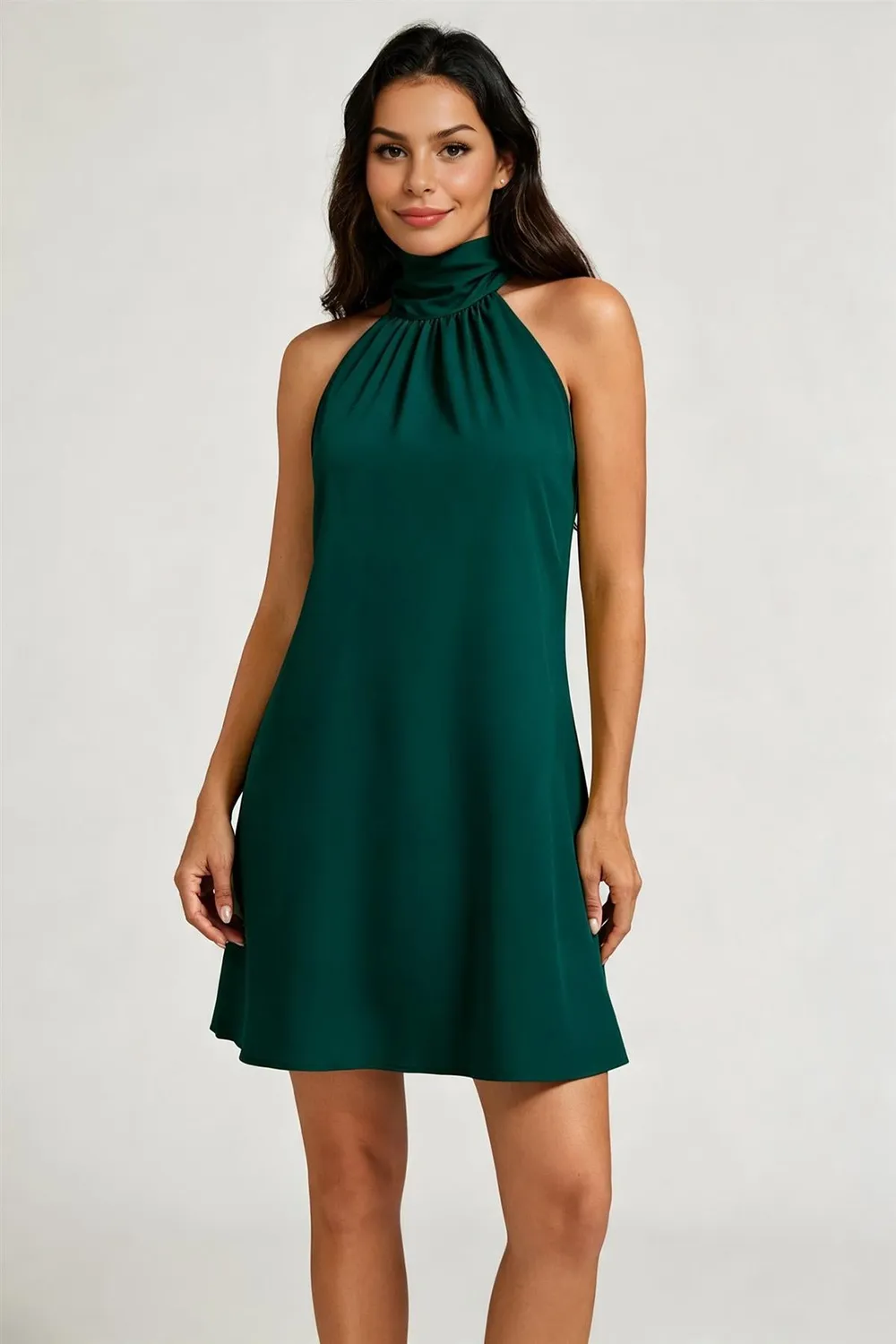 FS Collection Halter abito mini verde bosco schiena