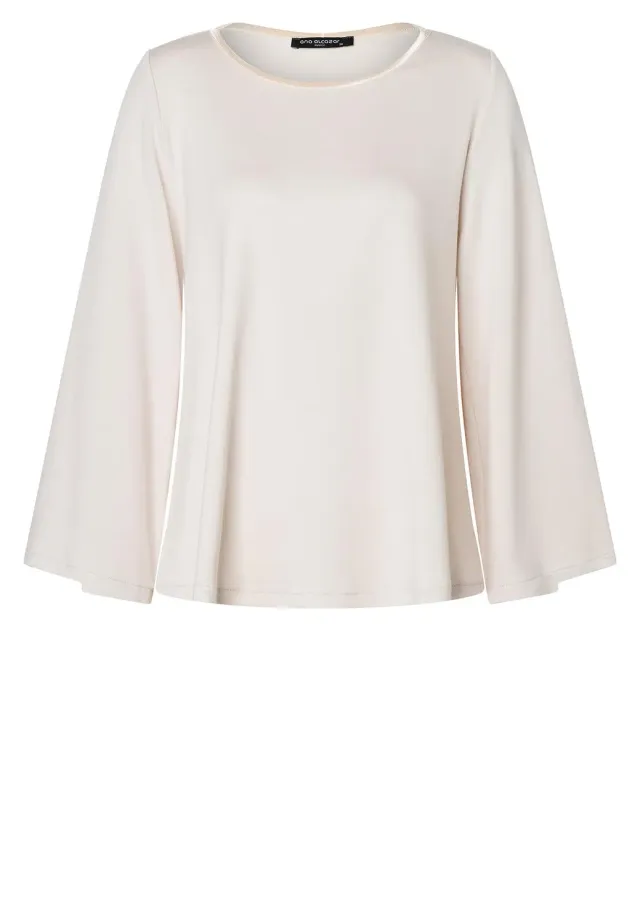 Ana Alcazar Serina top jersey avorio maniche tromba