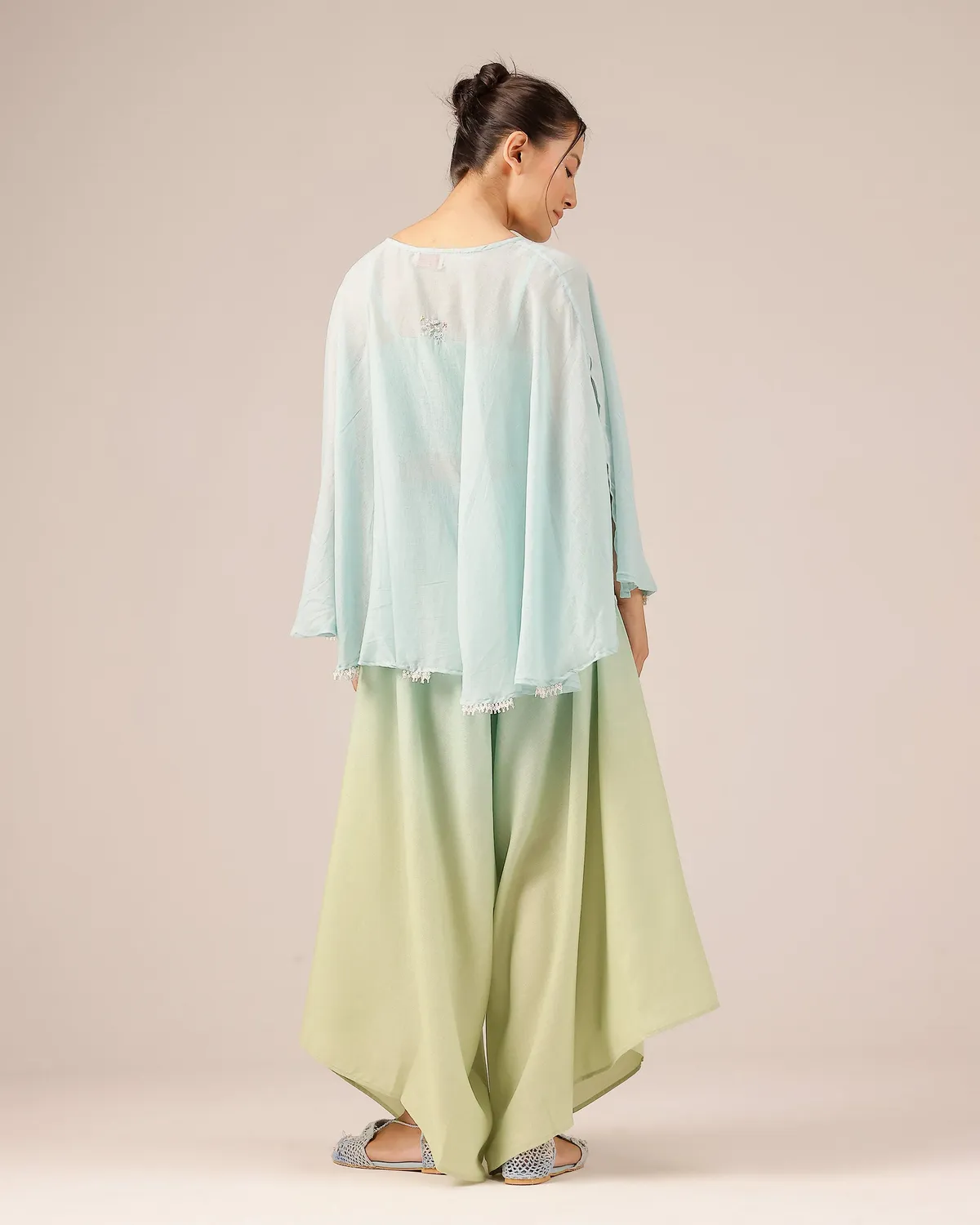 Our Dve Golden Dune pantaloni palazzo blu lino