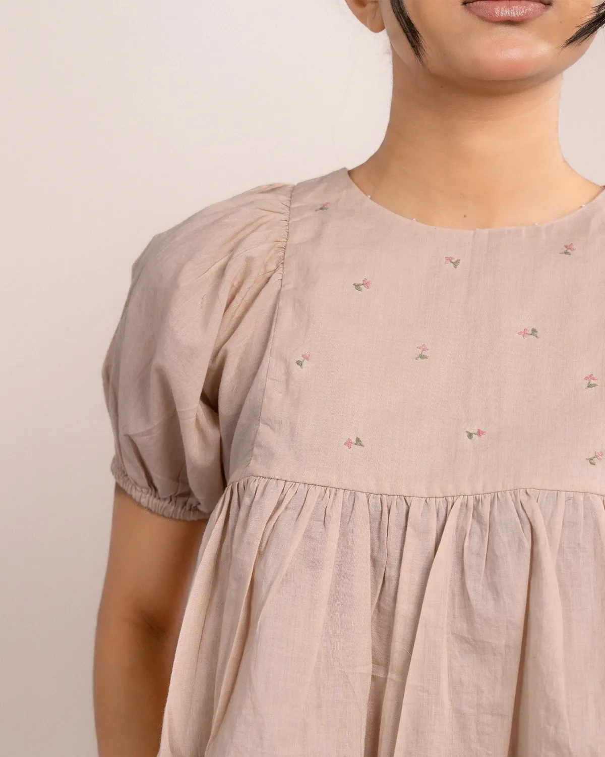 Our Dve Lily Top rosa flamingo cotone mezze maniche