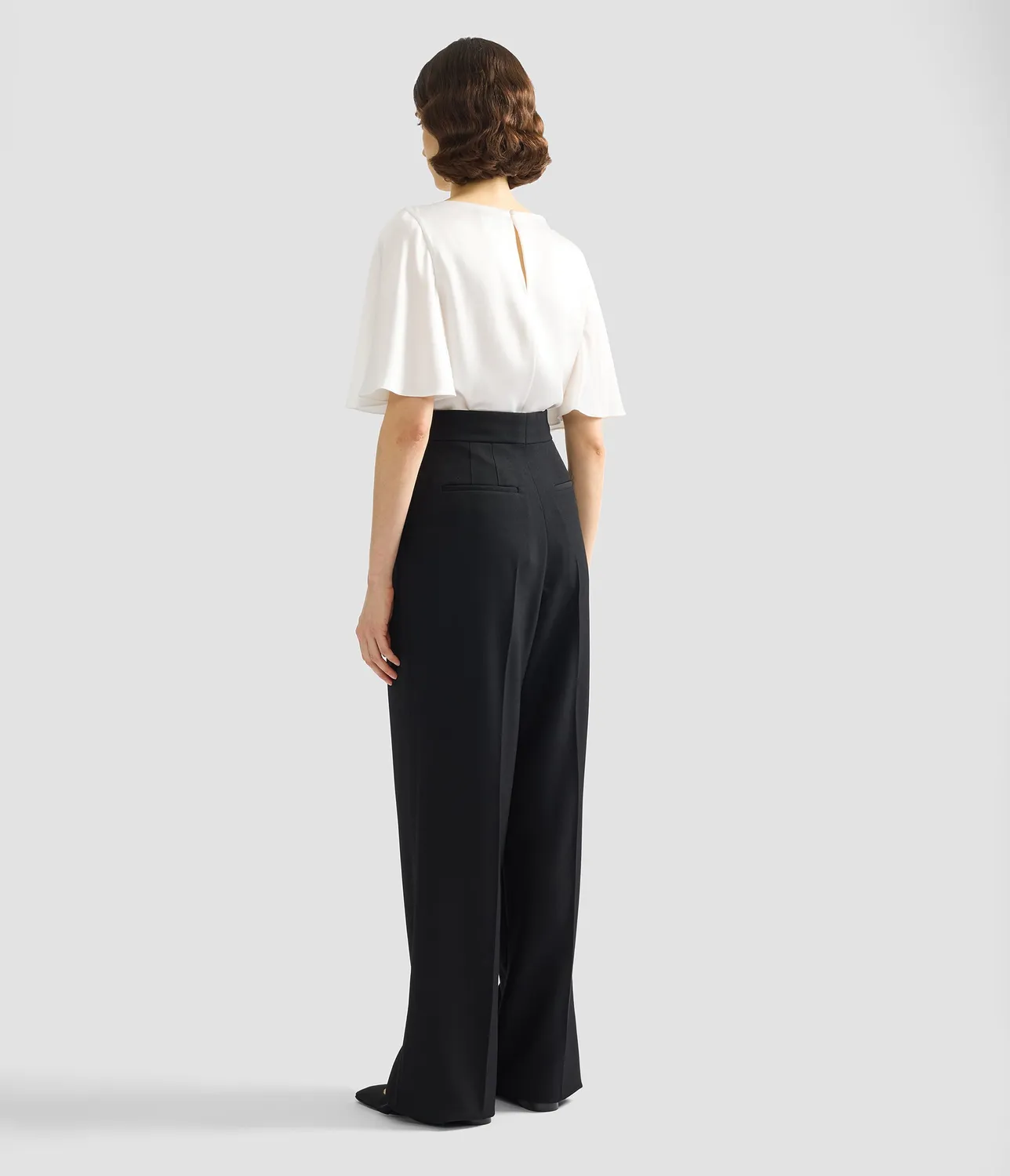 Erdem Draped Short Sleeve top bianco satin
