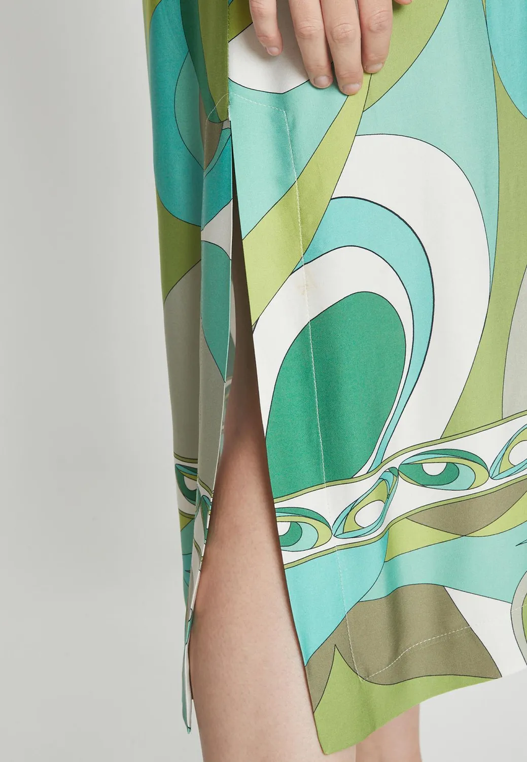 Ana Alcazar Risari Abito Caftano Midi Verde Satin