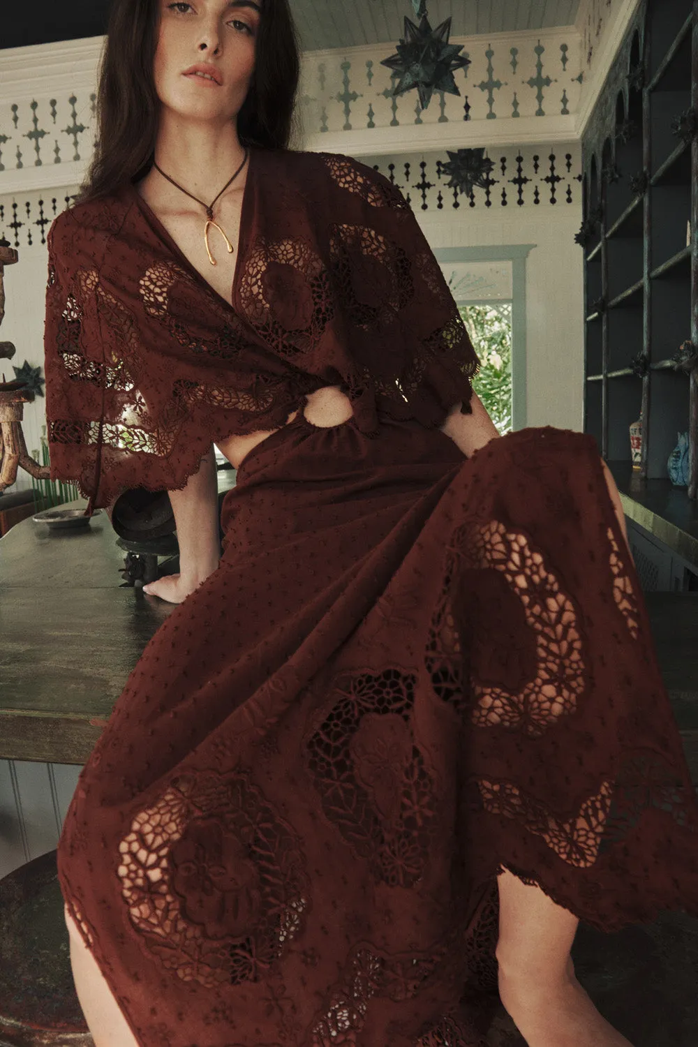 Johanna Ortiz Paradise Dress abito vino 98% cotone