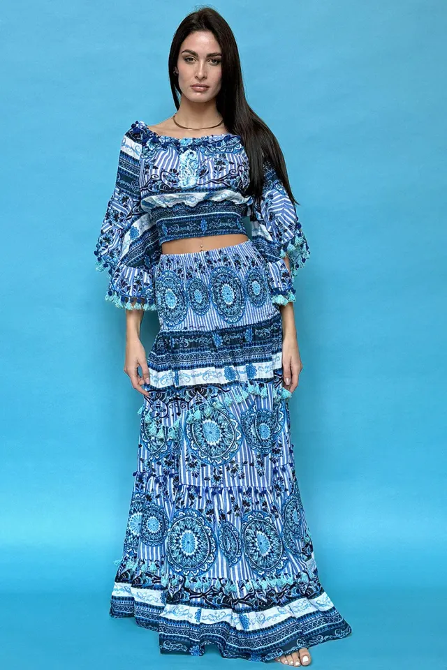 Antica Sartoria DV690H completo top e gonna blu