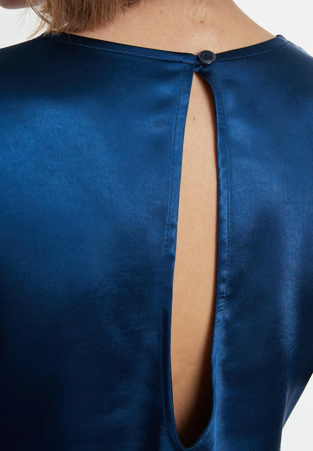 Ana Alcazar Sibea abito midi blu in raso con nodo