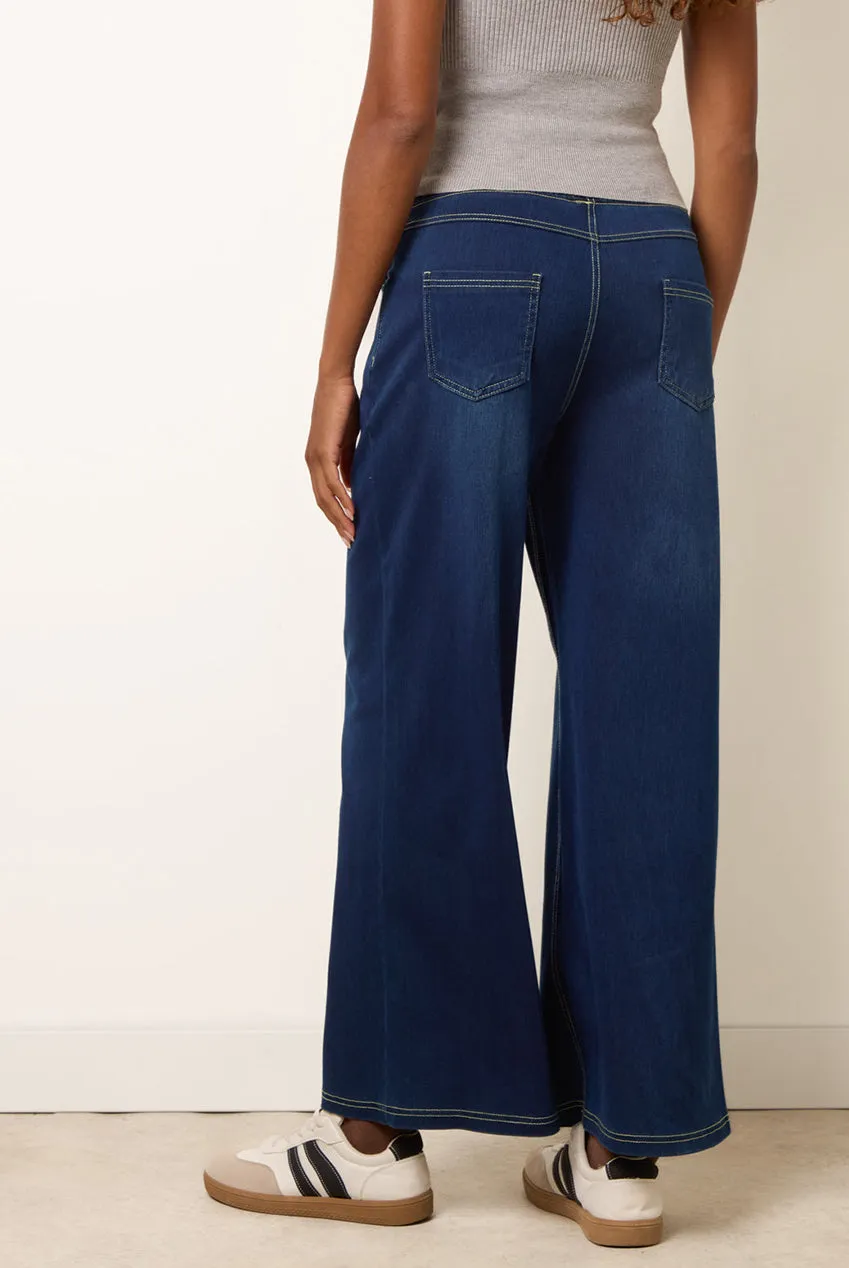Blue Vanilla Jeans Indaco Vita Elastica Zampa Elasticizzati