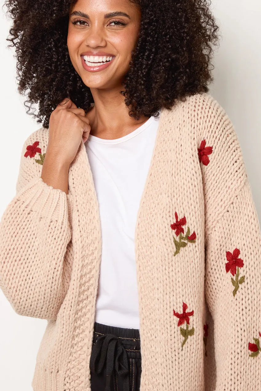 Blue Vanilla Flower Embroidery cardigan pietra
