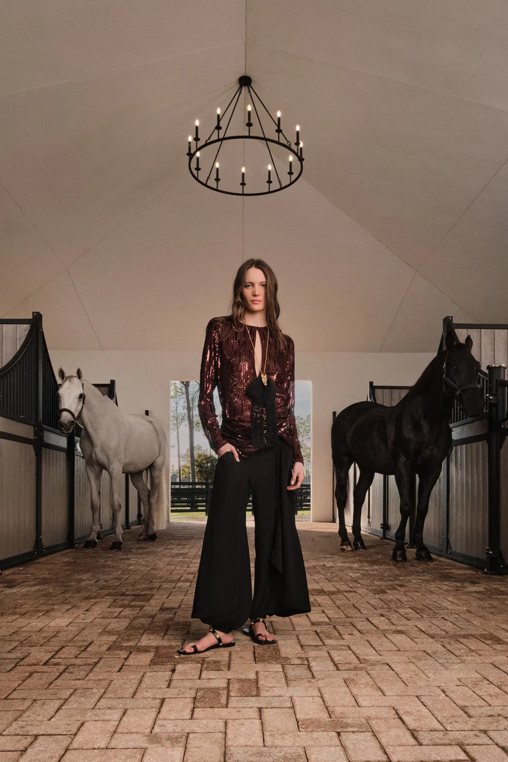 Johanna Ortiz Heat Echo Pant pantaloni palazzo seta neri