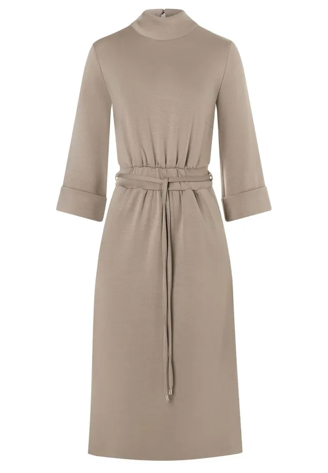 Ana Alcazar Hegly abito midi jersey beige collo alto
