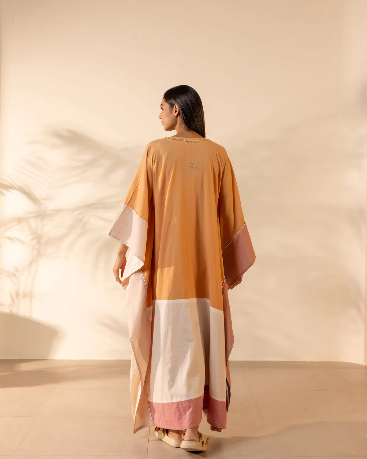 Our Dve Tangerine Kaftano arancione cotone ricamo
