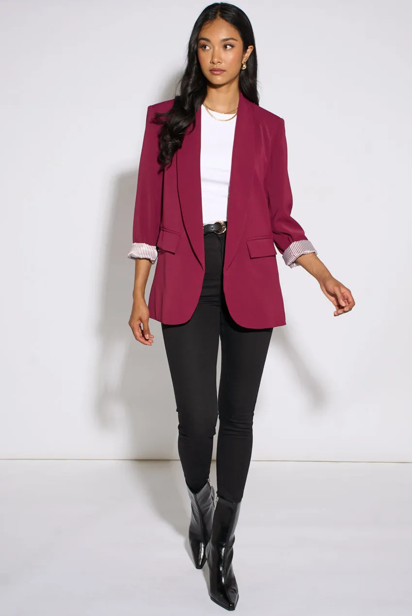Gini London Mulberry Blazer Berry Maniche a Contrasto