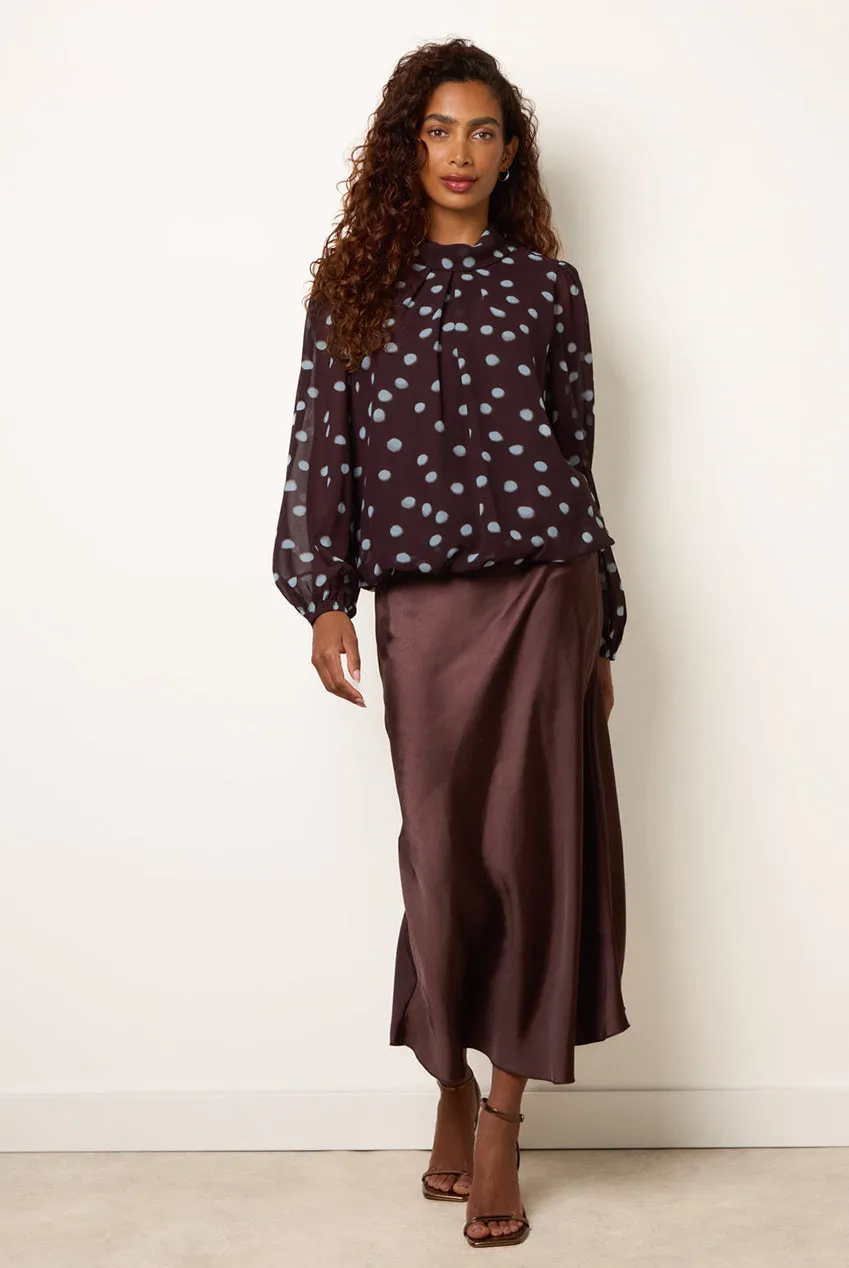 Blue Vanilla Polka Dot camicetta marrone cioccolato
