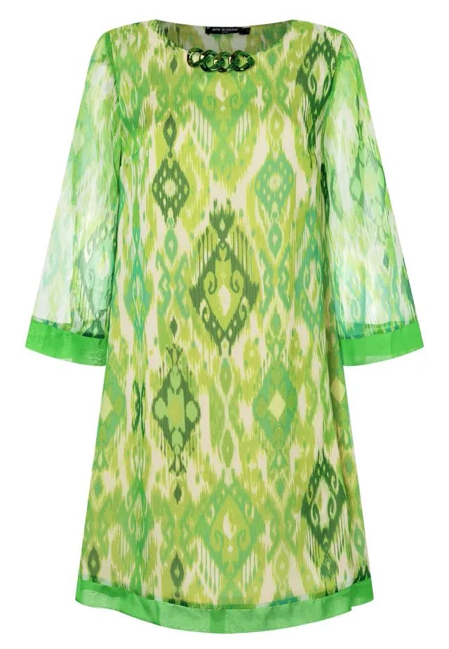 Ana Alcazar Lilo abito svasato chiffon verde fantasia