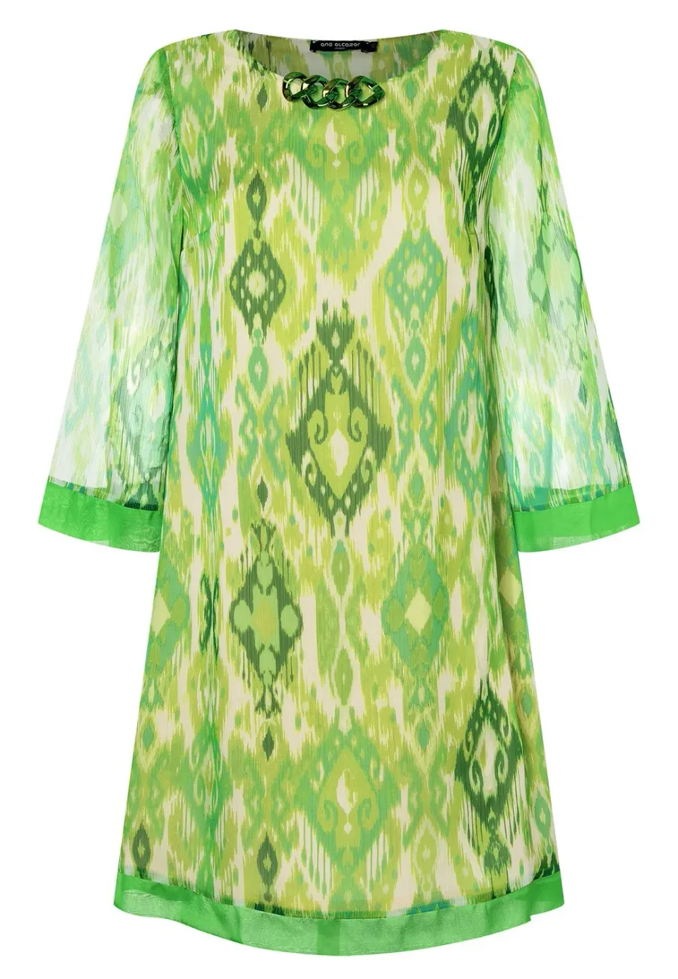 Ana Alcazar Lilo abito svasato chiffon verde fantasia